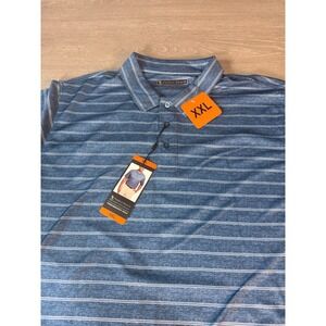 Pebble Beach Dry Luxe Performance Men's Polo Shirt Blue Stripe XXL BRAND NEW
